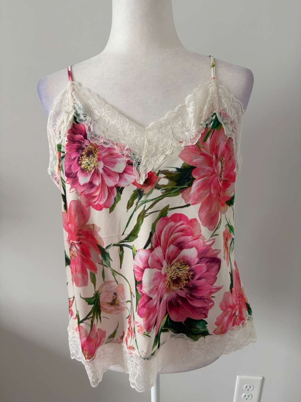 Express White Floral Lace-Trim “Downtown Cami”  with Pink Flowers - Picture 3 of 7